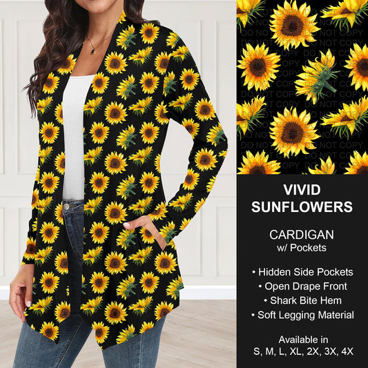 B252 - Preorder Vivid Sunflowers Cardigan w/ Pockets (Closes 9/21. ETA: mid Nov.)