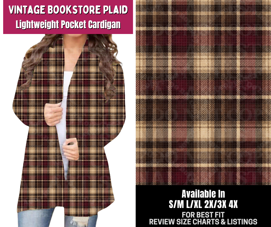 Preorder! Closes 8/6. ETA Nov. Vintage Bookstore Plaid Pocket Cardigan