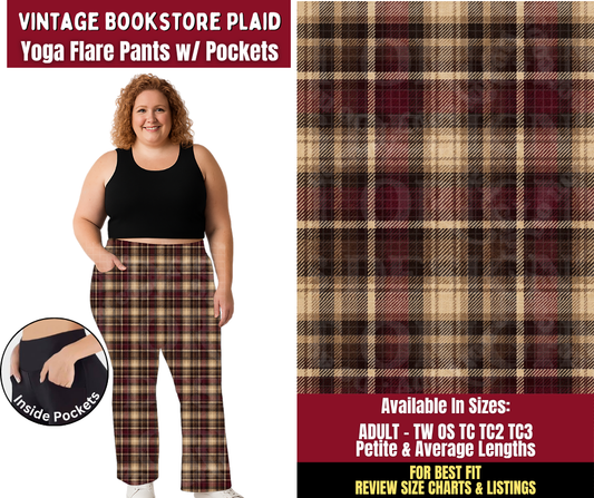 Preorder! Closes 8/24. ETA Nov. Vintage Bookstore Plaid Yoga Flare Pants l
