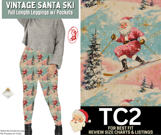 Vintage Santa Ski Full Length Leggings w/ Pockets