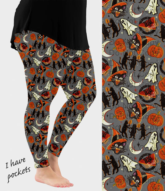 RTS - Vintage Trick or Treat Leggings w/ Pockets