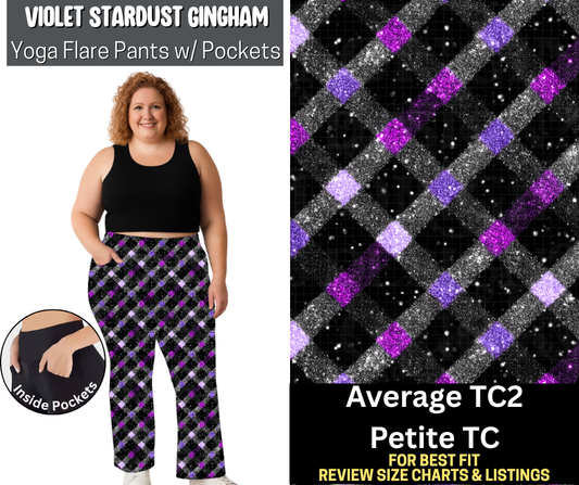 Violet Stardust Gingham Yoga Flare Pants