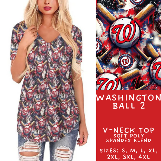 Batch #498 - Strike Out 3 - Closes 3/2 - ETA early May - Washington Ball 2 V-Neck Tee - Alonna's Legging Land