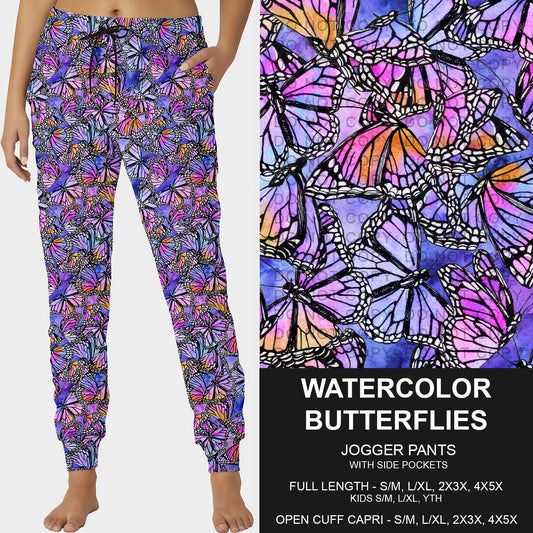B227- Preorder Watercolor Butterflies Joggers (Closes 5/04. ETA: mid July)