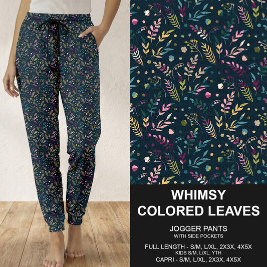 B309 - Preorder Whimsy Colored Leaves Joggers (Closes 8/23. ETA: late Oct.)