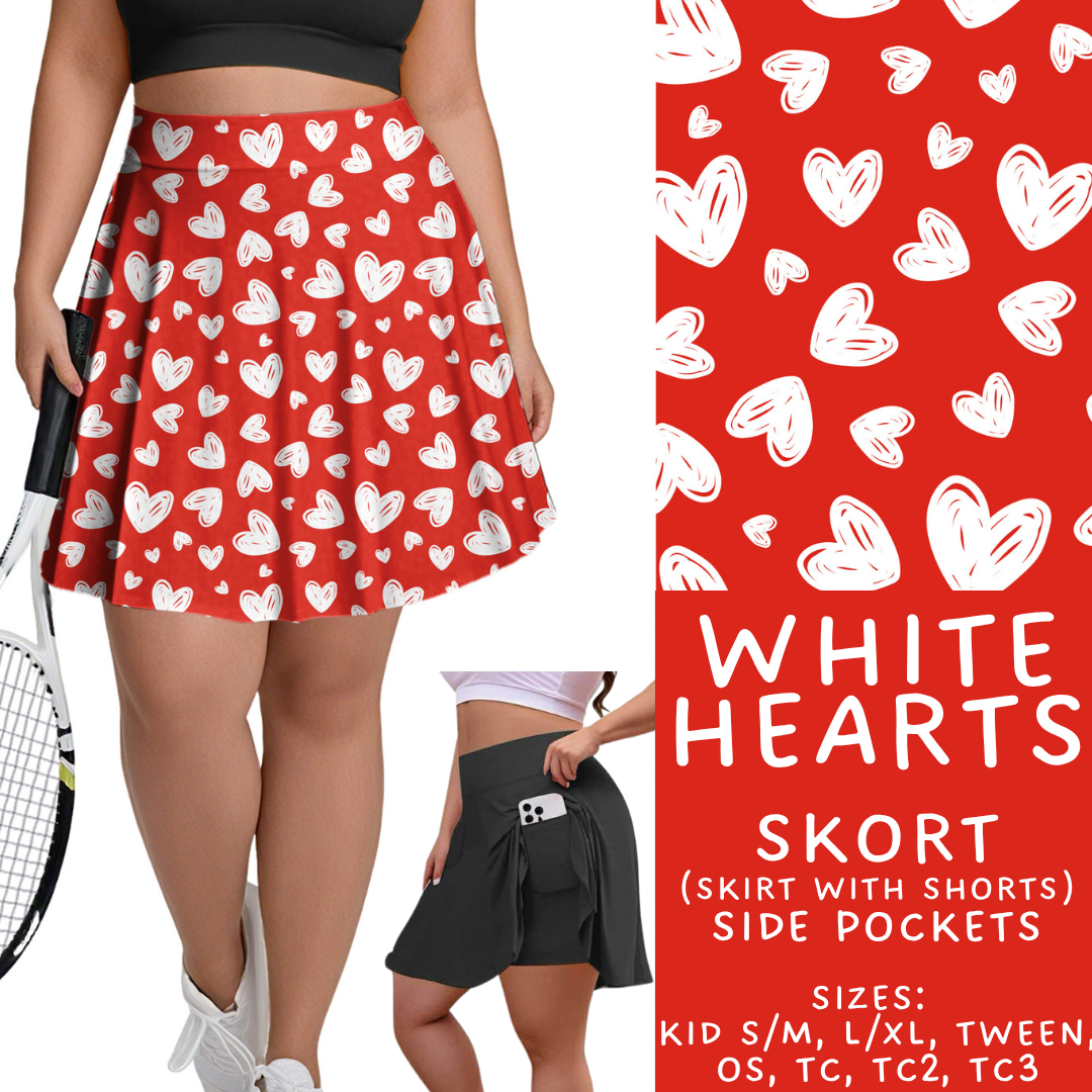 Batch #453 - Love Day 2 - Closes 11/24 - ETA mid Jan - White Hearts Skort