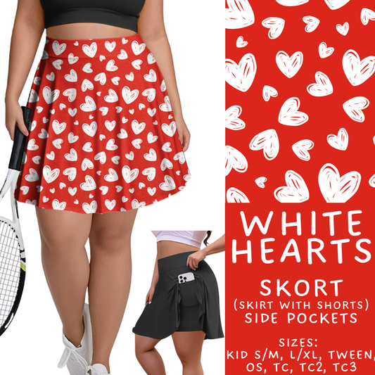 Batch #453 - Love Day 2 - Closes 11/24 - ETA mid Jan - White Hearts Skort
