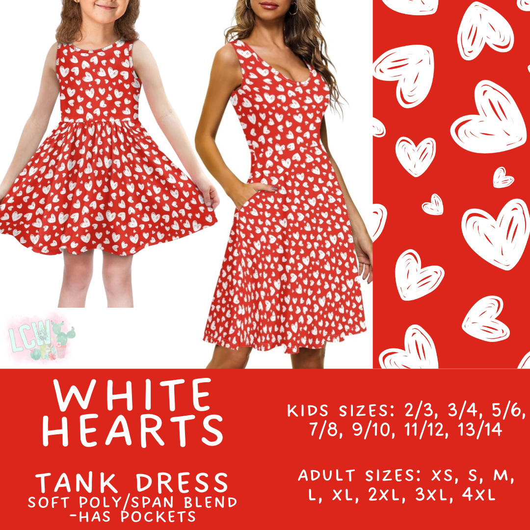 Batch #452 - Mom & Me Love - Closes 11/21 - ETA early Jan - White Hearts Women's & Girl's Tank Dress