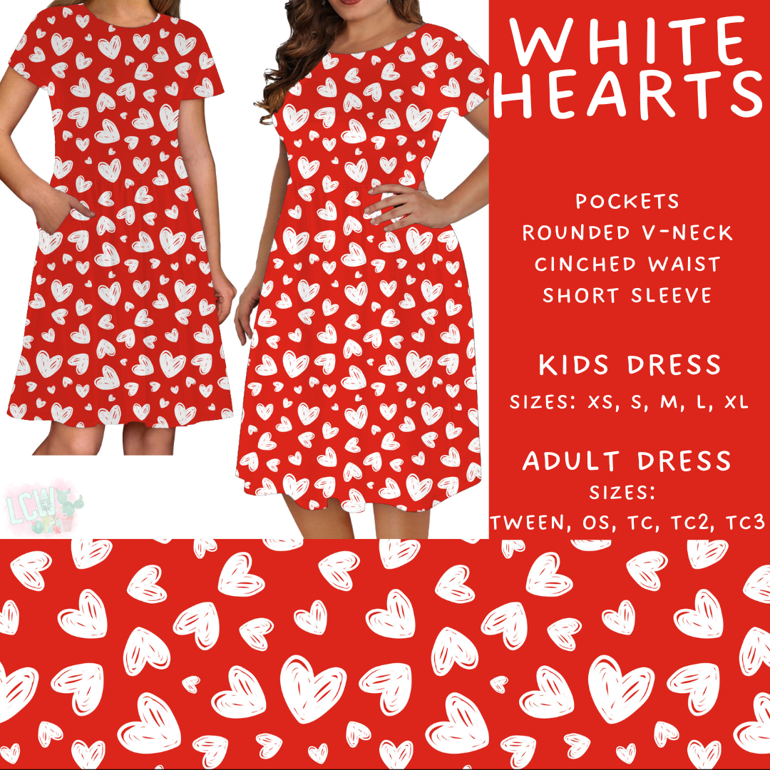 Batch #452 - Mom & Me Love - Closes 11/21 - ETA early Jan - White Hearts Womens & Girls Dresses