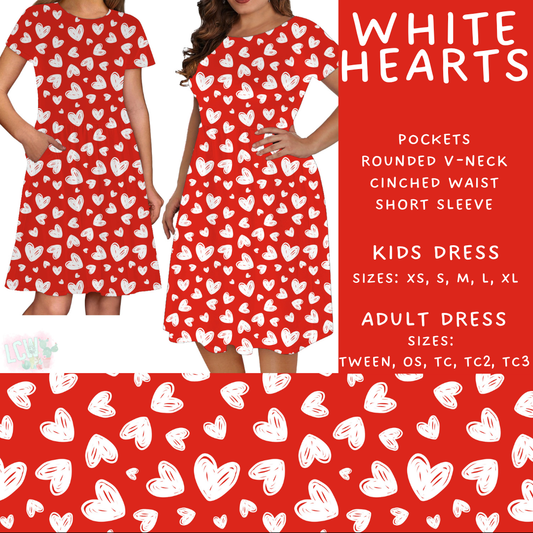 Batch #452 - Mom & Me Love - Closes 11/21 - ETA early Jan - White Hearts Womens & Girls Dresses