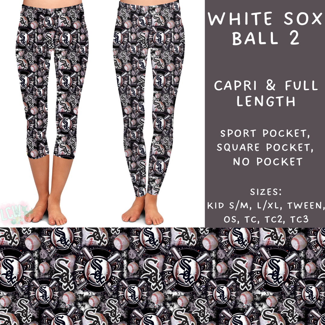 Batch #498 - Strike Out 3 - Closes 3/2 - ETA early May - White Sox Ball 2 Full and Capri Length Leggings - Alonna's Legging Land