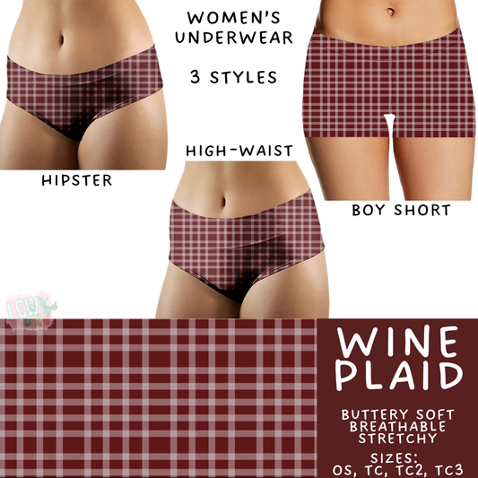 Batch #473 - Comfortable Underwear 5 - Closes 1/9 - ETA early March - Wine Plaid Women's Underwear