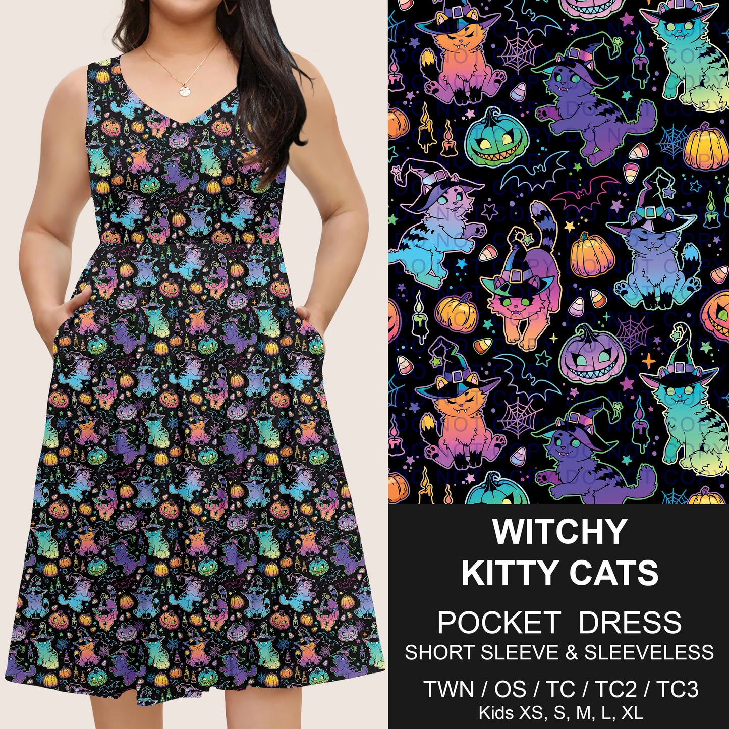 B302 - Preorder Witchy Kitty Cat Pocket Dress (Closes 7/24. ETA: early Oct)
