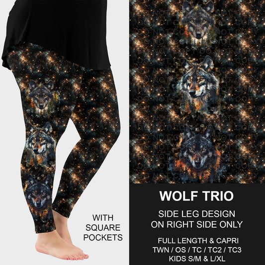 B249 - Preorder Wolf Trio Side Design Leggings w/ Pockets (Closes 8/31. ETA: late Oct.)