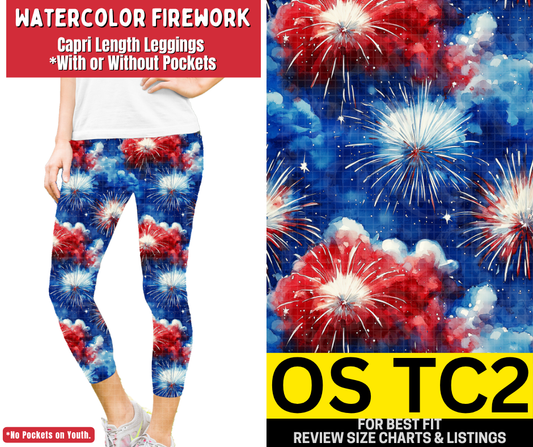 Watercolor Firework Capri Length Leggings w/ Pockets