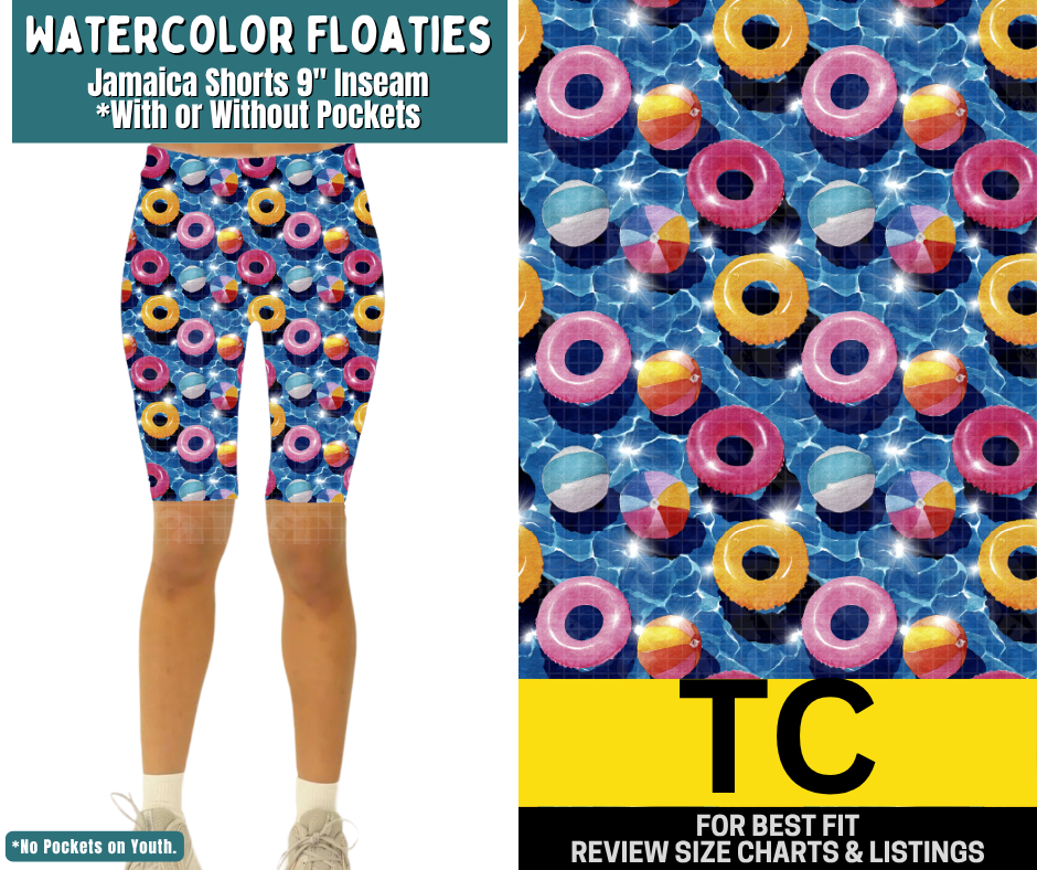 Watercolor Floaties Jamaica Shorts w/ Pockets - Alonna's Legging Land