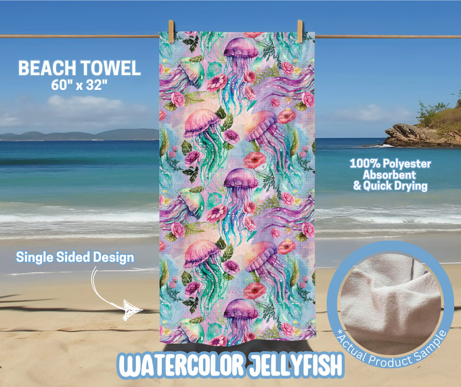 Preorder! Closes 5/15. ETA August. Watercolor Jellyfish Towel