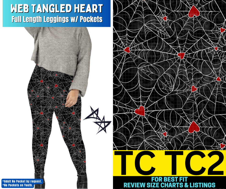 Web Tangled Heart Full Length Leggings w/ Pockets - Alonna's Legging Land