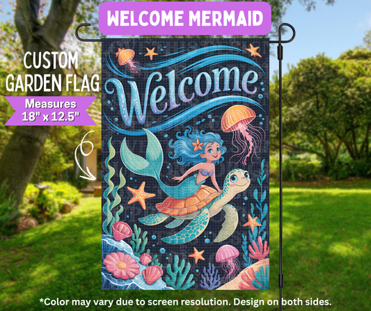 Welcome Mermaid Garden Flag