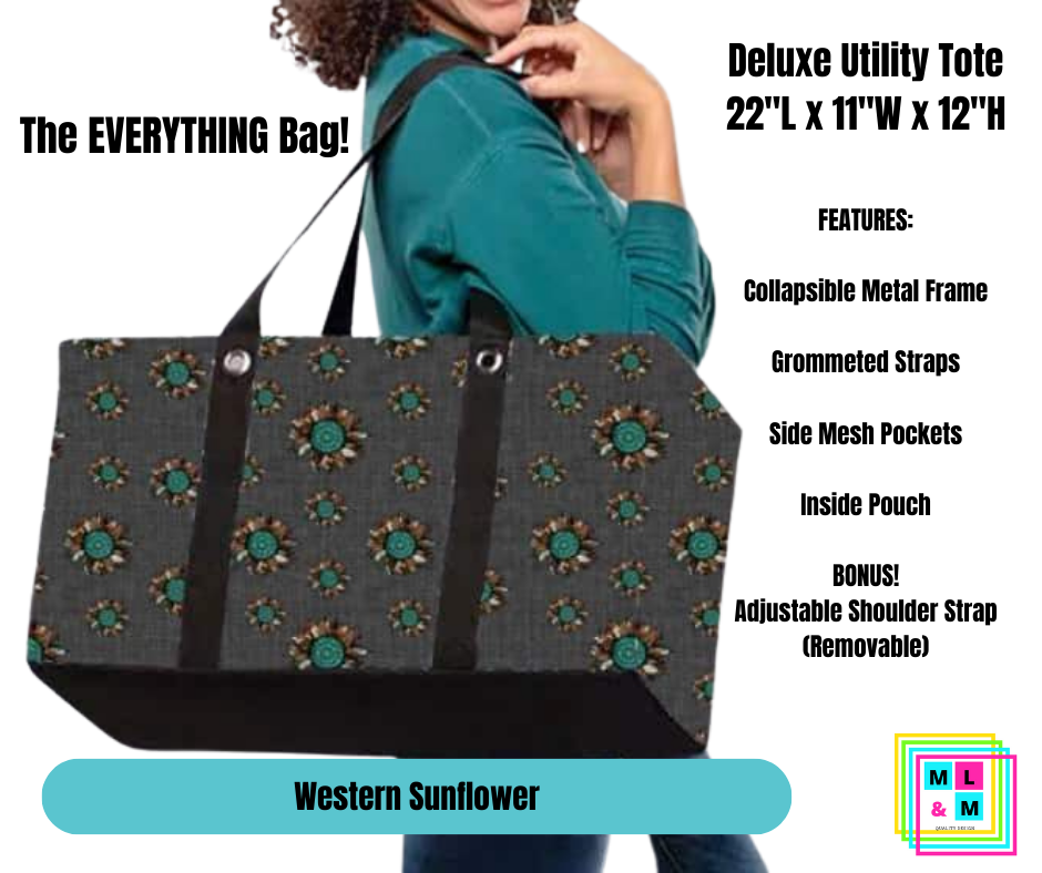 Western Sunflower Collapsible Tote - Alonna's Legging Land