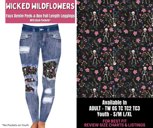 Preorder! Closes 11/10. ETA Jan. Wicked Wildflowers Full Length Faux Denim Peekaboo
