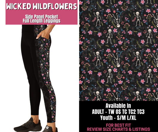 Preorder! Closes 11/10. ETA Jan. Wicked Wildflowers Side Panel Pocket Full Length Leggings