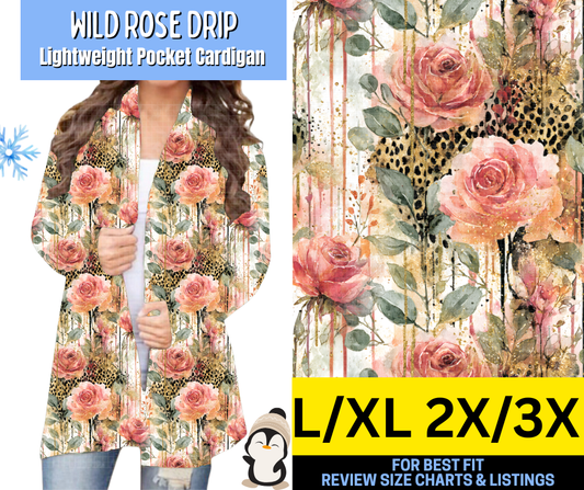 Wild Rose Drip Pocket Cardigan - Alonna's Legging Land