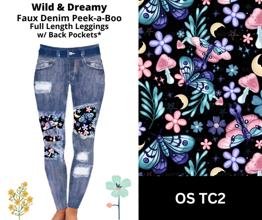Wild & Dreamy Faux Denim Full Length Peekaboo Leggings