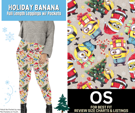 Holiday Banana Full Length Leggings w/ Pockets