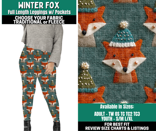 Preorder! Closes 10/27. ETA Jan. Winter Fox Leggings Choose Fleece or Traditional