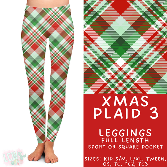 Batch #424 - Jingle All The Way - Closes 10/3 - ETA mid/late Nov - Xmas Plaid 3 Full Length Leggings