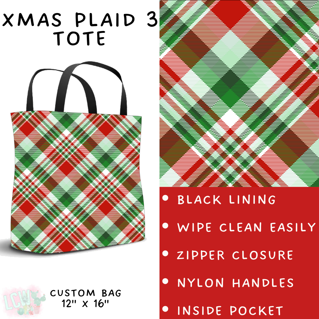 Batch #424 - Jingle All The Way - Closes 10/3 - ETA mid/late Nov - Xmas Plaid 3 Tote