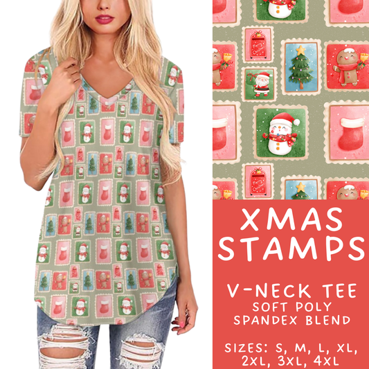 Batch #424 - Jingle All The Way - Closes 10/3 - ETA mid/late Nov - Xmas Stamps V-Neck Tee