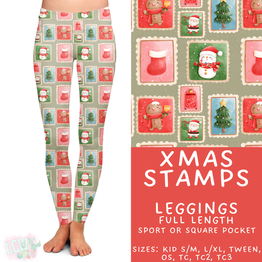 Batch #424 - Jingle All The Way - Closes 10/3 - ETA mid/late Nov - Xmas Stamps Full Length Leggings