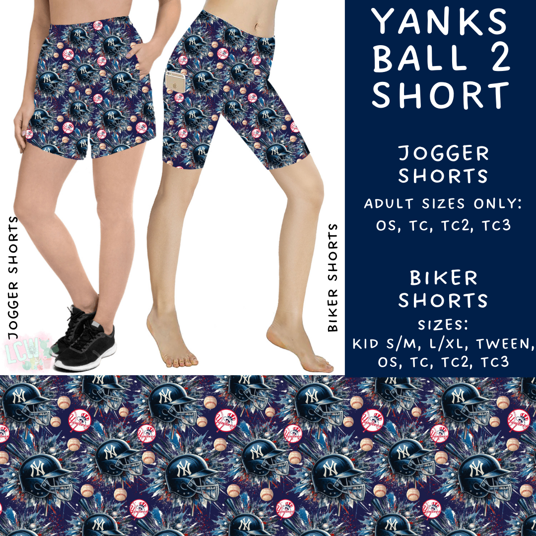 Batch #498 - Strike Out 3 - Closes 3/2 - ETA early May - Yanks Ball 2 Biker & Jogger Shorts - Alonna's Legging Land