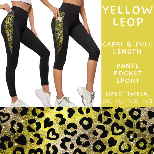 Ready To Ship - Yellow Leop Panel Pocket Capri Length Leggings