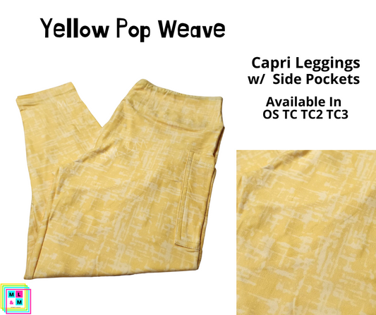 Neon Pop Weave Yellow Capri Length w/ Pockets