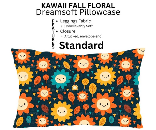 Kawaii Fall Floral Dreamsoft Pillowcase - Alonna's Legging Land