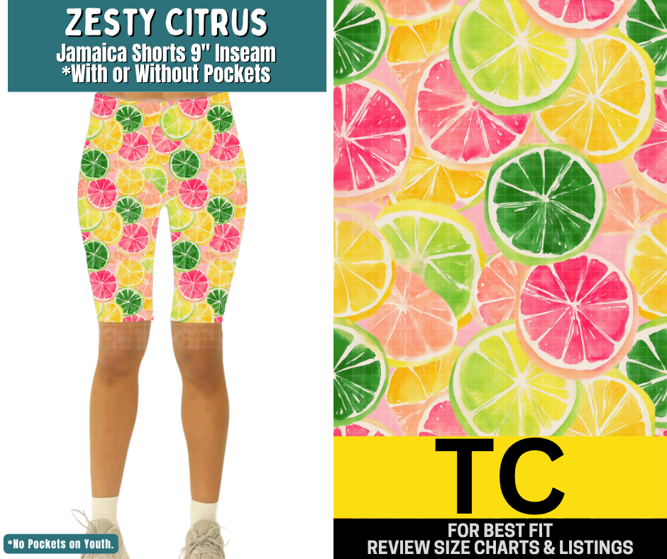 Zesty Citrus Jamaica Shorts w/ Pockets - Alonna's Legging Land