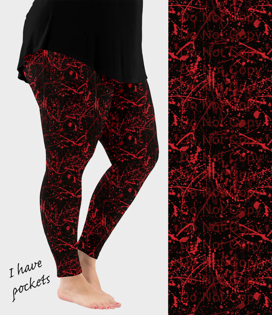 RTS - Blood Splatter Leggings w/ Pockets