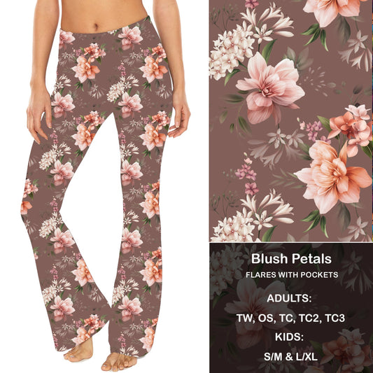 Blush Petals - Yoga Flares with Pockets - Alonna's Legging Land