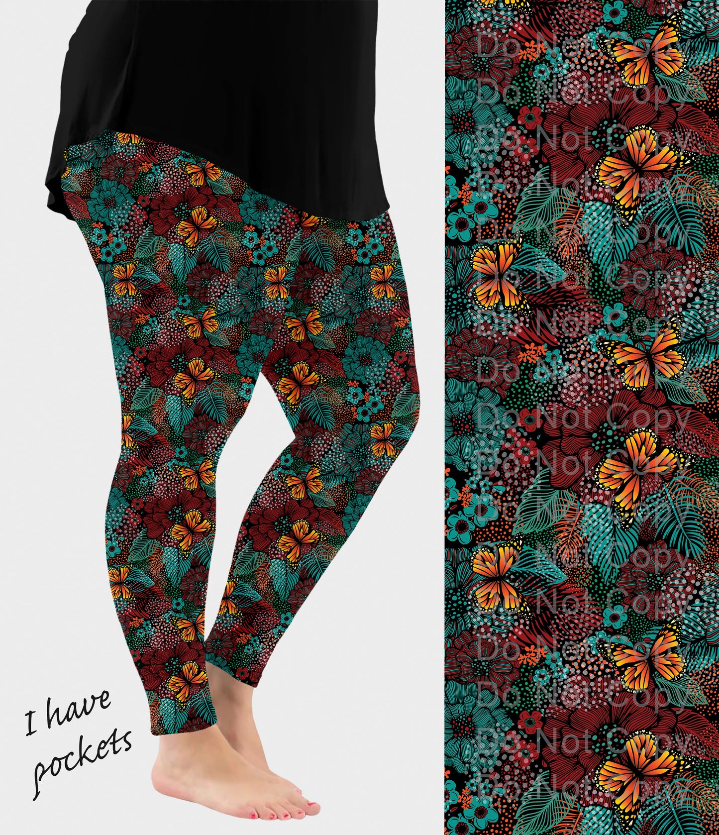 RTS - Butterfly Garden Leggings w/ Pockets