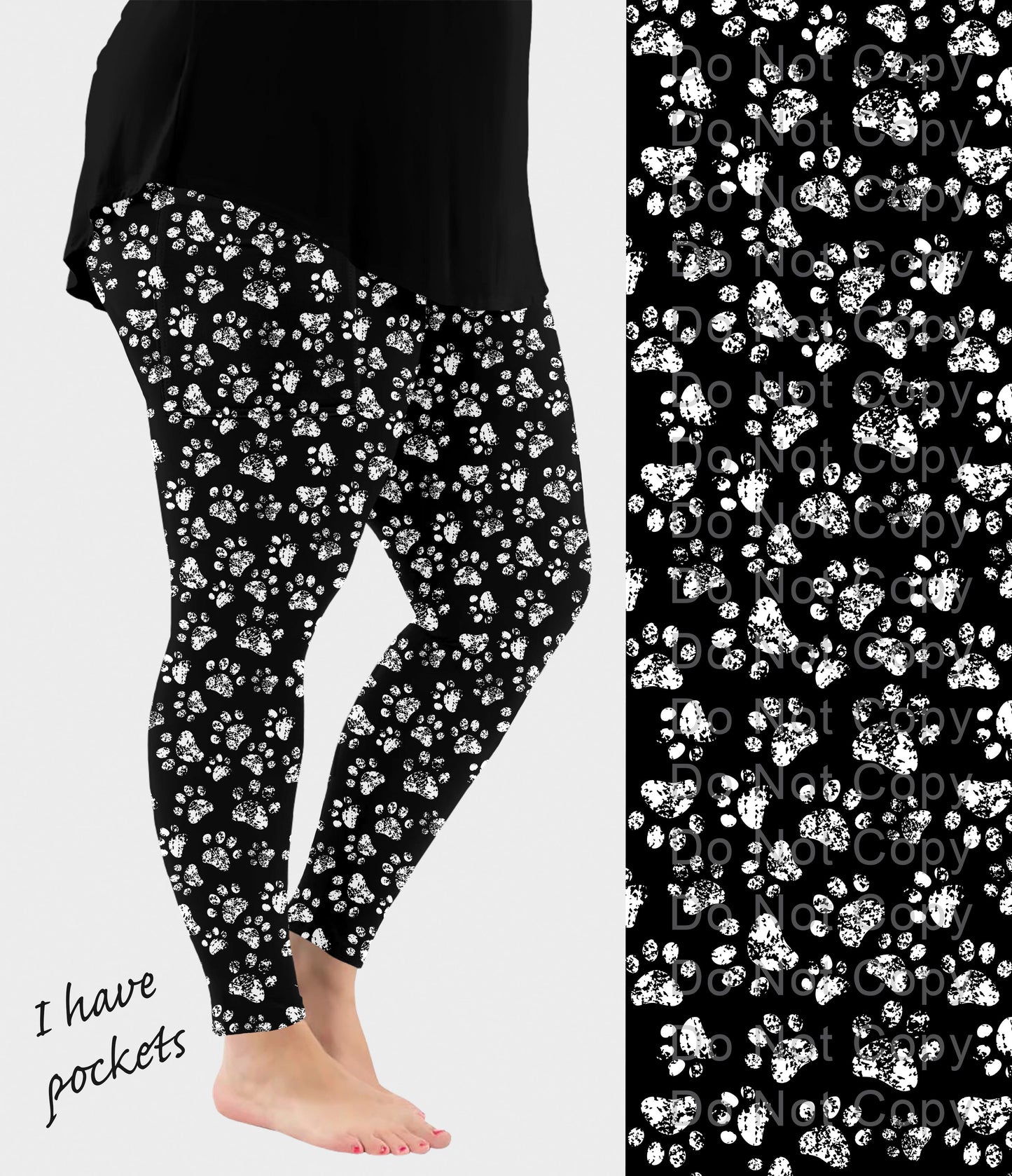 RTS - Distressed Paws Leggings w/ Pockets