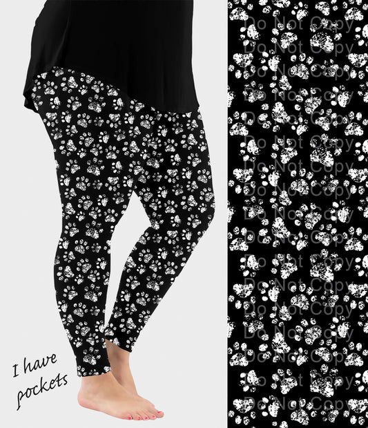 RTS - Distressed Paws Leggings w/ Pockets