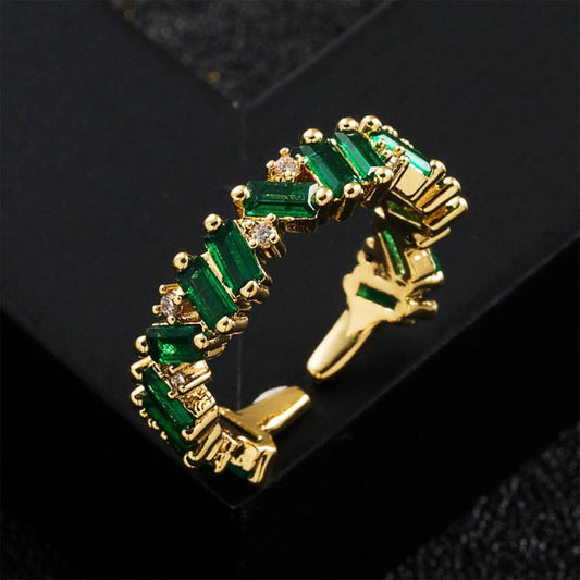 EMERALD BAGUETTE RING (ADJUSTABLE) - Alonna's Legging Land