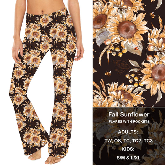 Fall Sunflowers - Yoga Flares with Pockets - Alonna's Legging Land