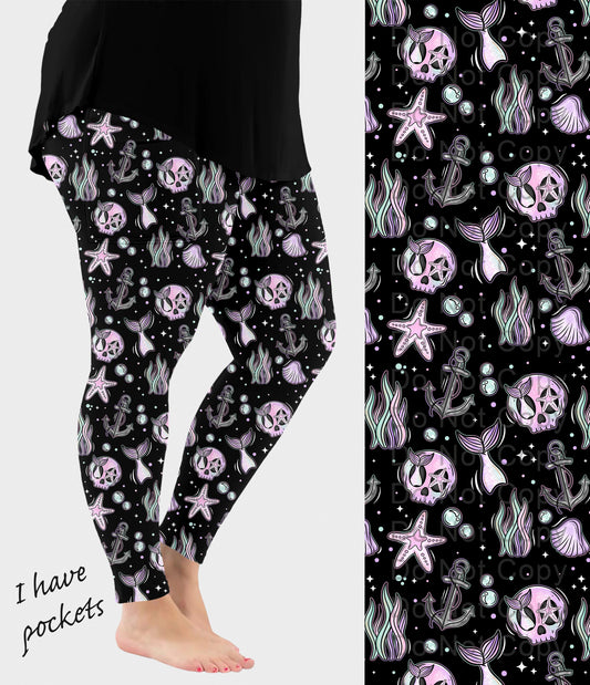 RTS - Mermaid Skele Leggings w/ Pockets - Alonna's Legging Land