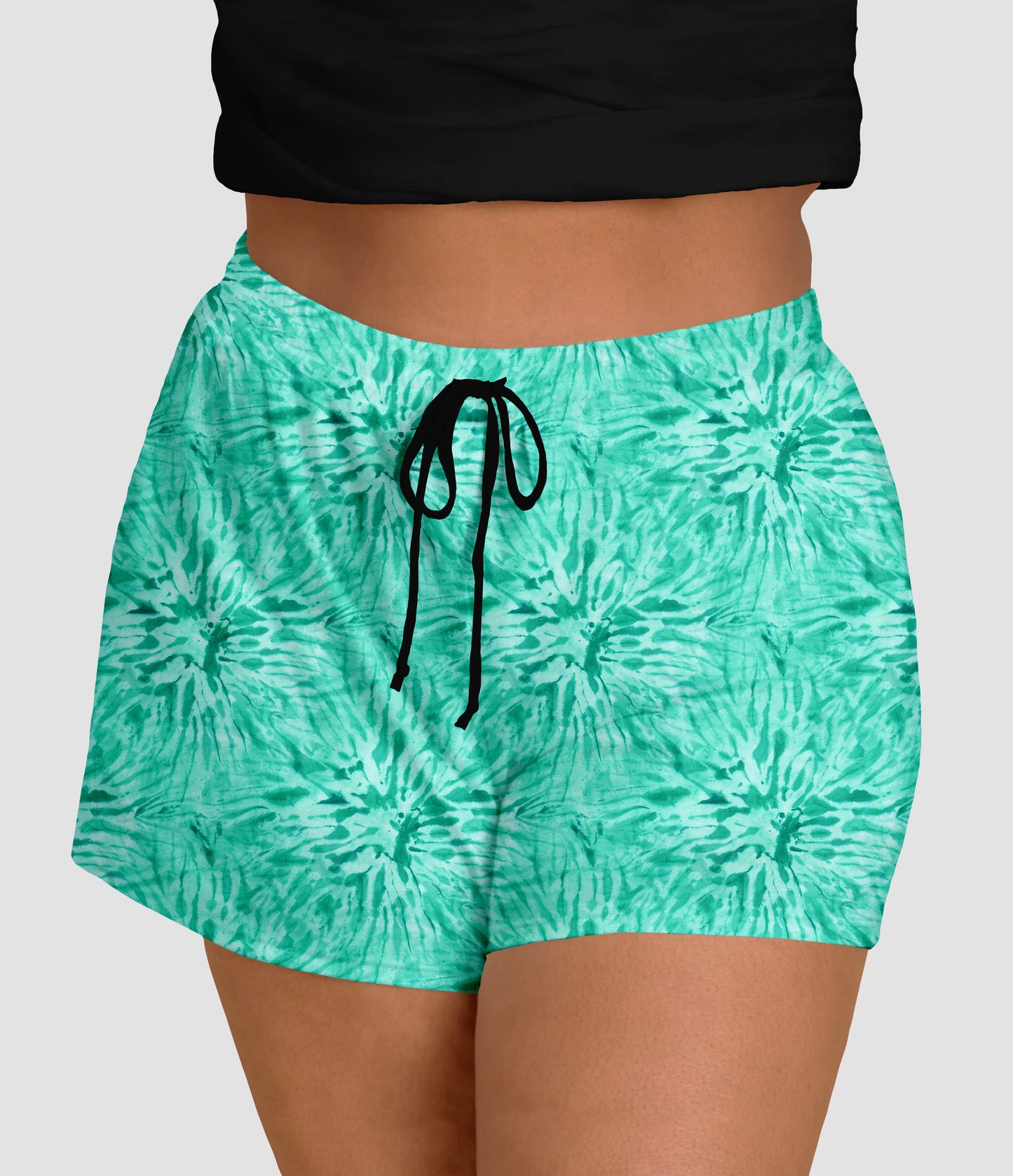 RTS - Mint Tie Dye Jogger Shorts with Pockets
