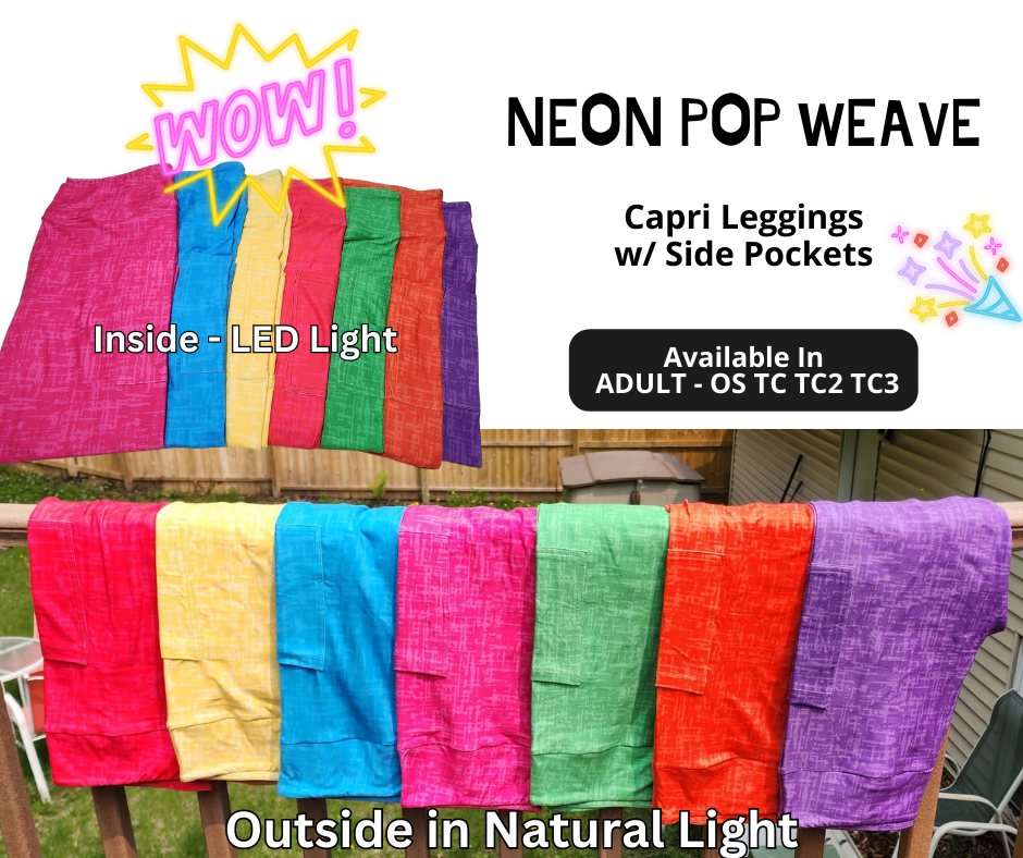 Neon Pop Weave Yellow Capri Length w/ Pockets - Alonna's Legging Land
