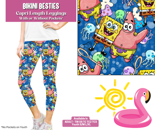 Preorder! Closes 5/6. ETA August. Bikini Besties Capri Length Leggings w/wo Pockets